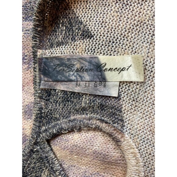 PerSeption Concept Boho Burnout Print Top M Beige USA Sheer Aztec Grunge Y2K - Picture 3 of 6